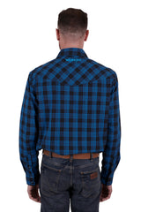 Wrangler Men's Betts Check Logo Western Long Sleeve Shirt