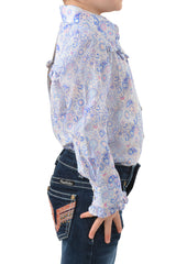Pure Western Willow Print Frill Long Sleeve Shirt - Girls