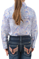 Pure Western Willow Print Frill Long Sleeve Shirt - Girls