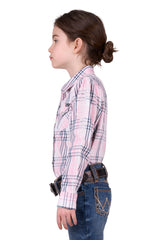 Wrangler Girls's Phoebe Check Logo Western Long Sleeve Shirt