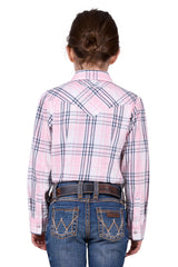 Wrangler Girls's Phoebe Check Logo Western Long Sleeve Shirt