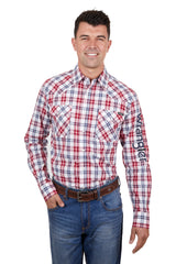 WRANGLER MEN’S DAN CHECK LOGO WESTERN LONG SLEEVE SHIRT