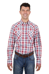 WRANGLER MEN’S DAN CHECK LOGO WESTERN LONG SLEEVE SHIRT