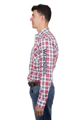 WRANGLER MEN’S DAN CHECK LOGO WESTERN LONG SLEEVE SHIRT