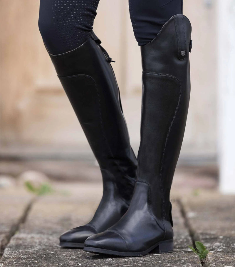 Womens tall black leather dress sale boots