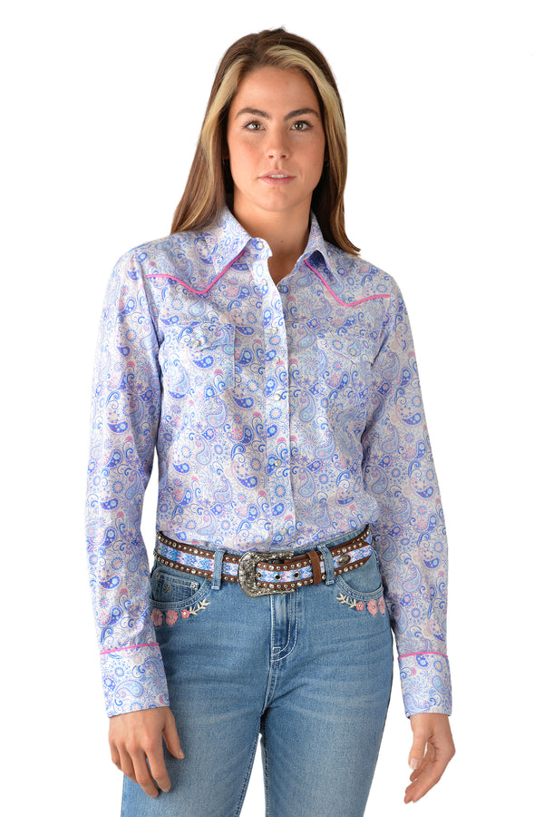 Pure Western Willow Print Long Sleeve Shirt - Womans