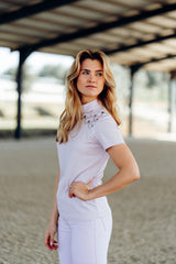 Horze Kaitlin Women's Training/Show Shirt with Short Sleeves and Flower Detail