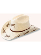 Sunbody Hat - Kids Cattleman Running Horses Straw Hat Natural